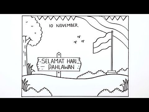 Menggambar tema hari pahlawan yang mudah - Poster hari pahlawan