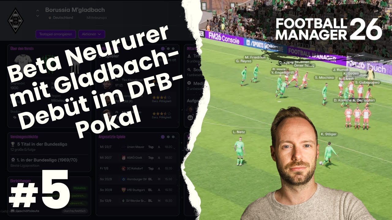 Football Manager 26 Beta: Erste Runde im DFB Pokal – Gladbach zu Gast in Siegen! ⚽
