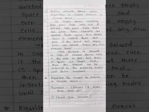Define circular queue || Algorithm insert element in circular queue || #dsa #impquestion #algorithm