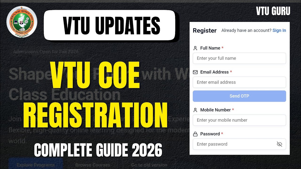 VTU Centre for Online Education New Portal | VTU Courses | VTU COE New Portal | VTU Online Courses