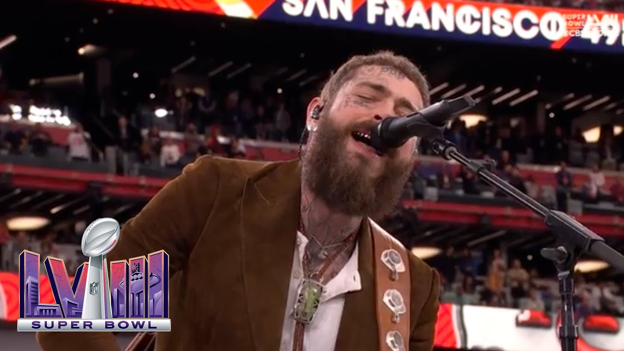 Post Malone's Powerful Performance of America the Beautiful at Super Bowl LVIII 🎶