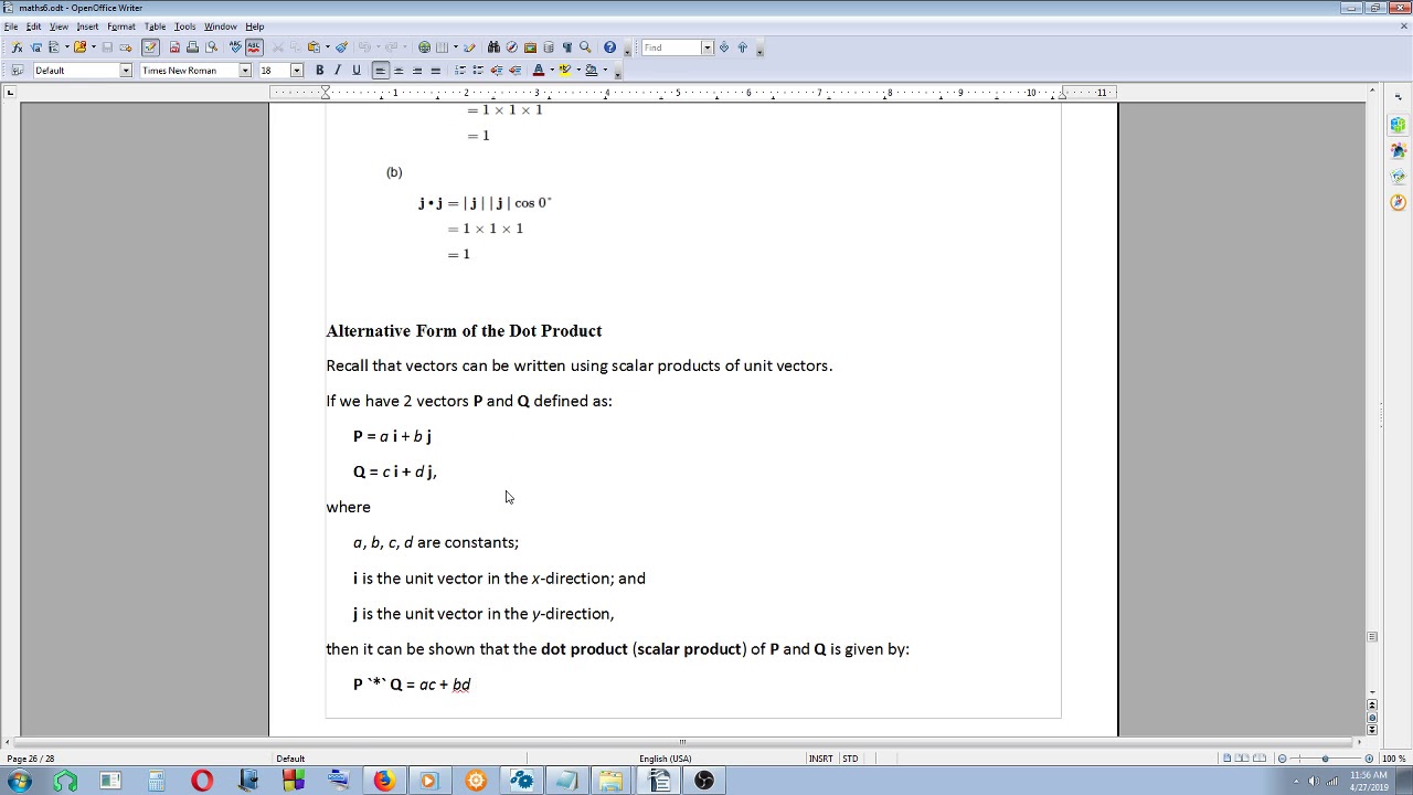 Engineering Mathematics On The Go - 27: Two-Dimensional Vectors and the Dot Product