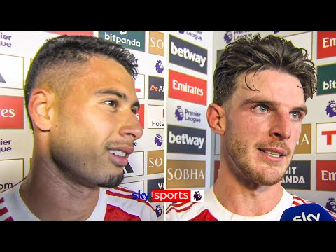 Gabriel Martinelli & Declan Rice react to Arsenal grabbing stoppage-time equaliser vs Man City