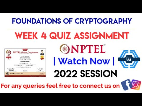 Foundations of Cryptography Week 4 Quiz Answer Solution 2022 | NPTEL | SWAYAM 2022