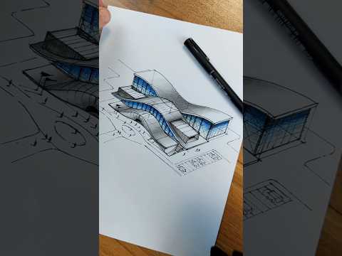 Let's Draw a building with #Curves, #architecturedrawing #sketch #drawing #architecture #drawing#art