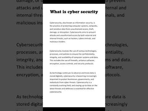 What is Cyber security #cybersecurity #security #what