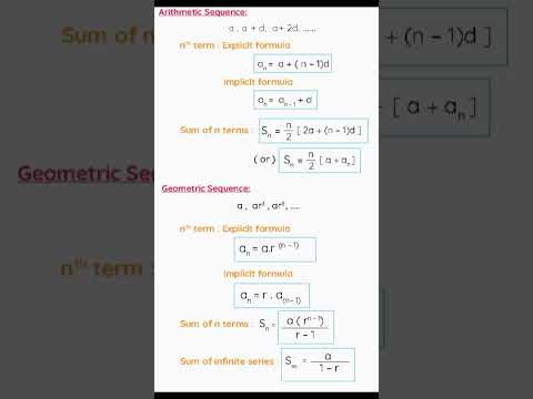 Sequence and Series formulas // Algebraic and Geometric // Math Tricks 🔥