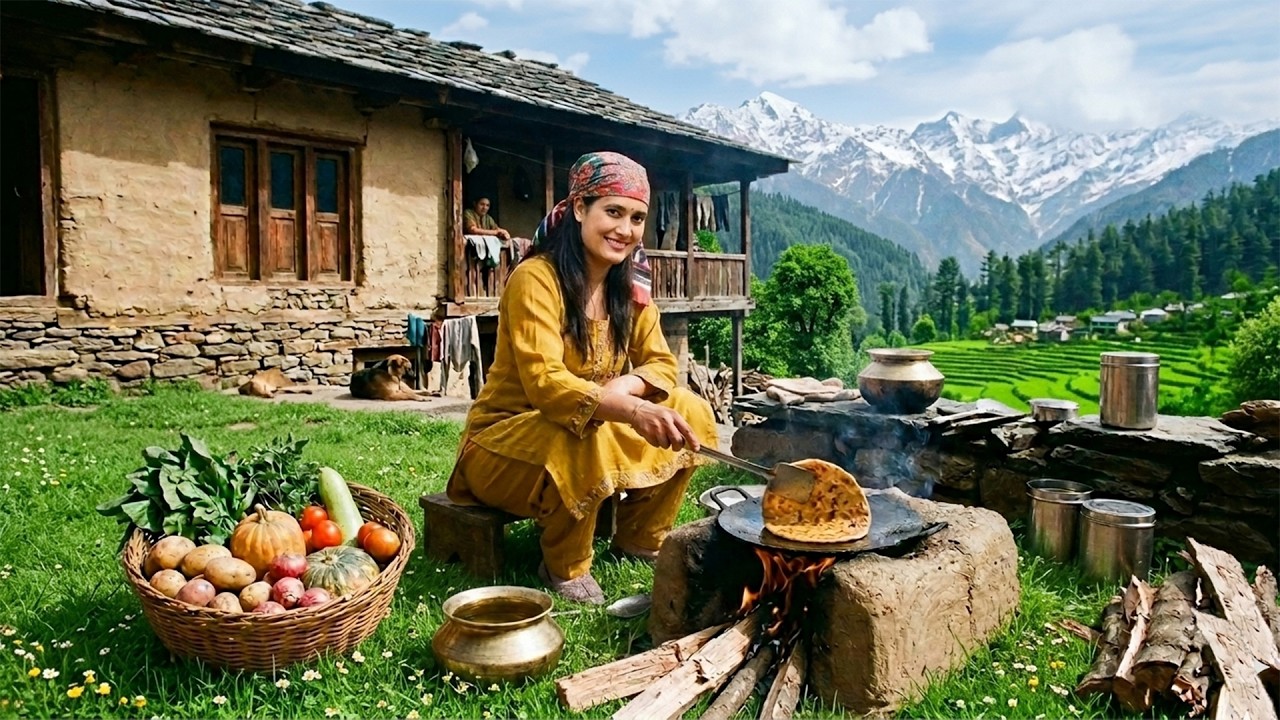 Making Special Home-Grown Aalu Paratha😋 on Trditional Chulah || INDIAN Mountain Village Lifestyle