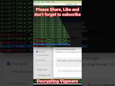 PicoCTF || Cracking Vigenere Cipher #picoctf #crytography #vigenere