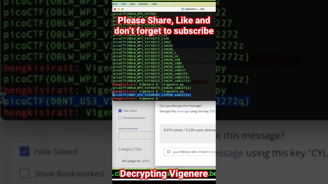 Crack the Vigenère Cipher Challenge on PicoCTF 🔐