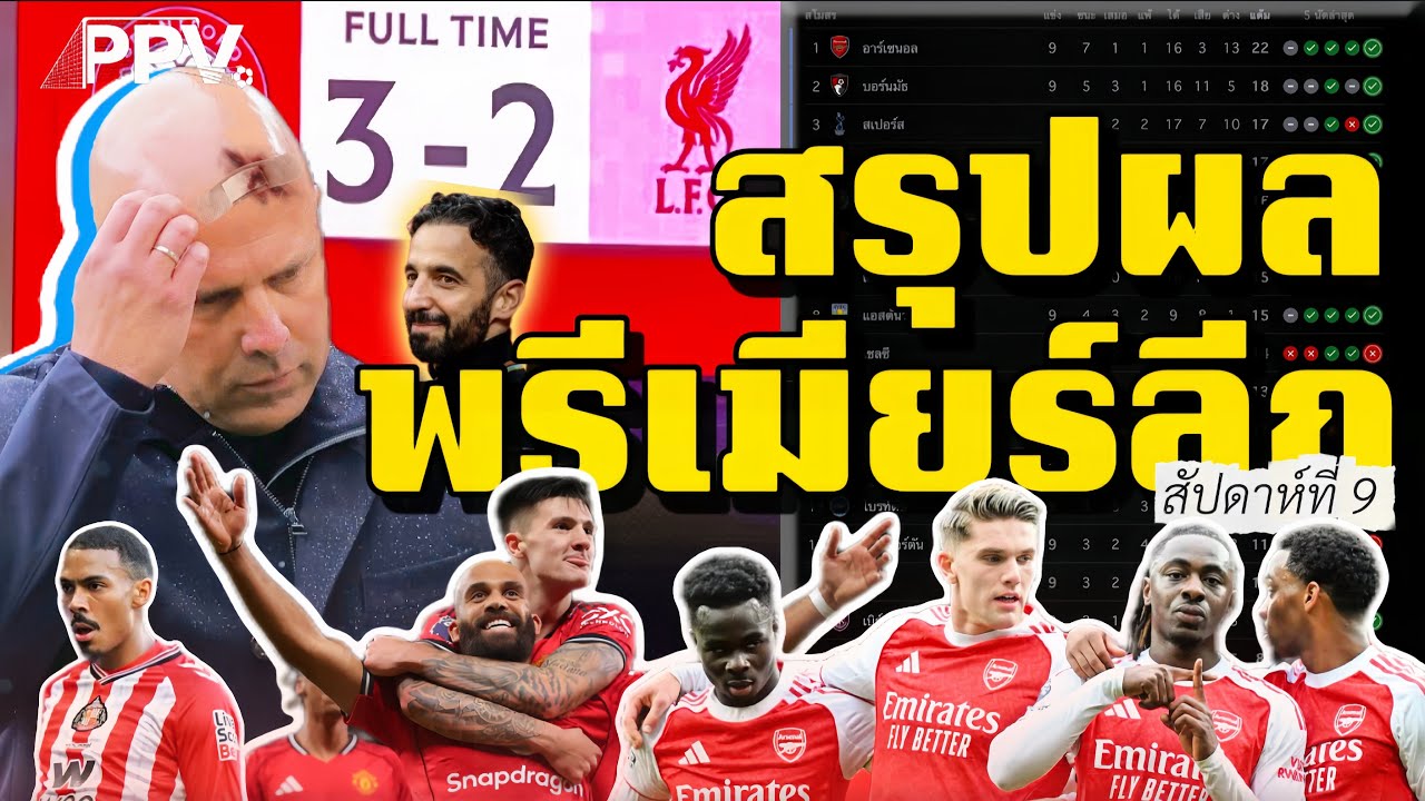 ผลบอลพรีเมียร์ลีก 25/26 สัปดาห์ที่ 9 ⚽ หงส์แดงฟอร์มดรอป! ผีแดงเด่น! ปืนยังรั้งจ่าฝูง!
