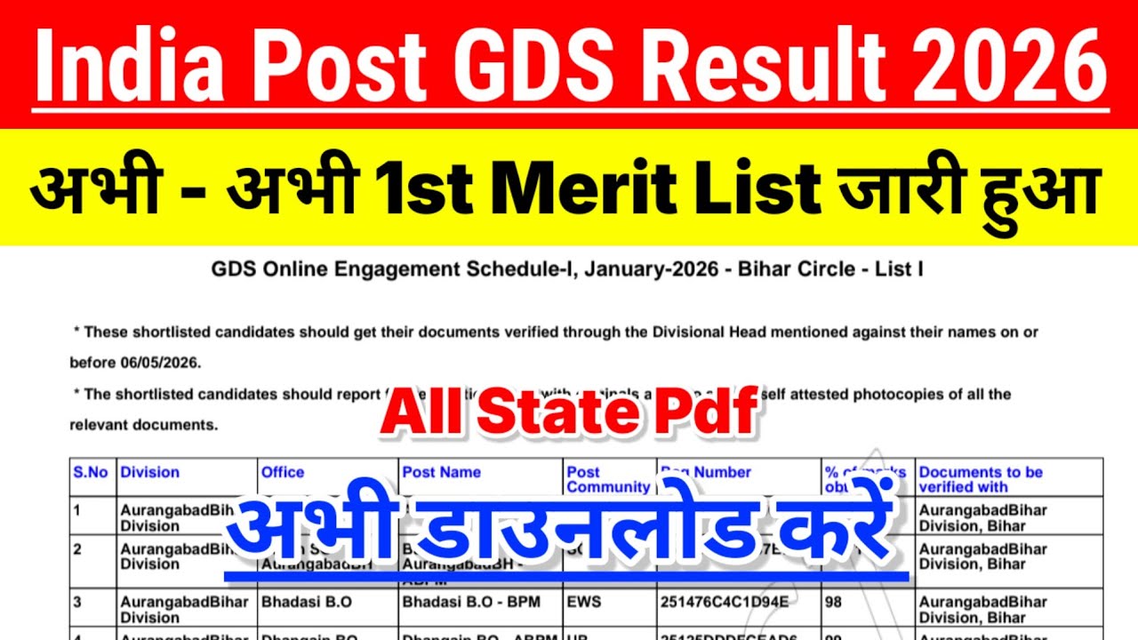 GDS Merit List 2026: How to Check & Download PDF