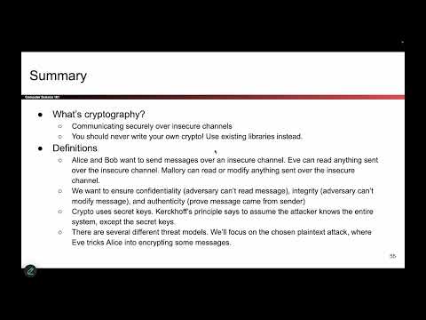 [Cryptography1, Video 14] Modern Cryptography, Summary