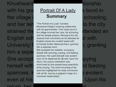 portrait of a lady class 11 summary | portrait of a lady | #class11
