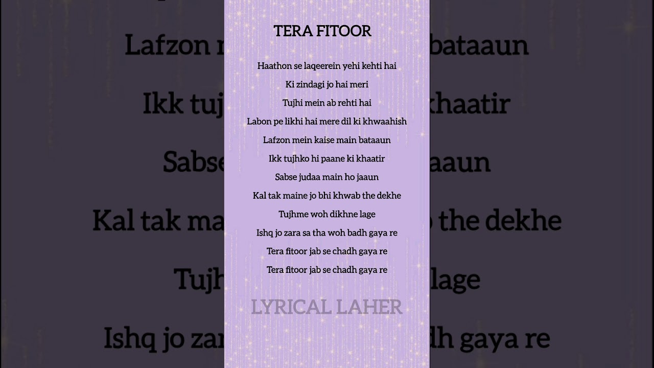 Tera Fitoor Lyrics 🎶 #Shorts
