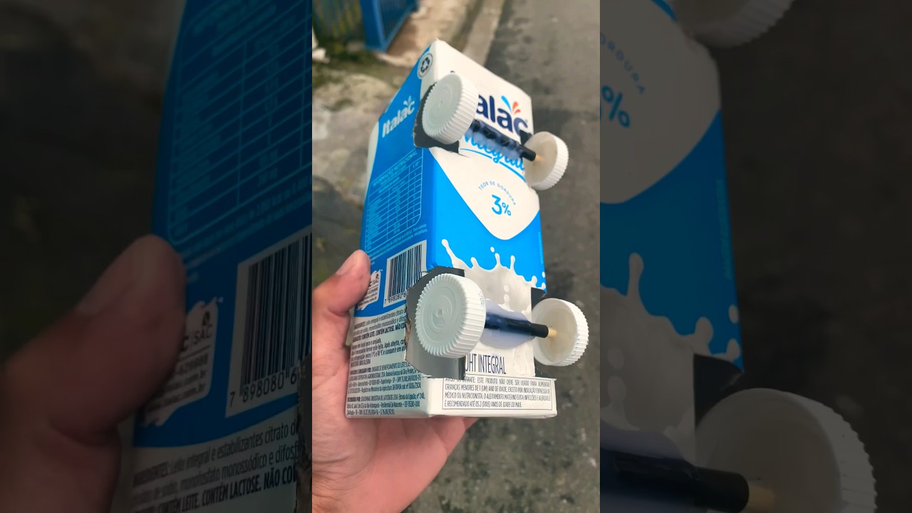 Transforme uma Caixa de Leite em um Carrinho Artesanal Criativo 🚗