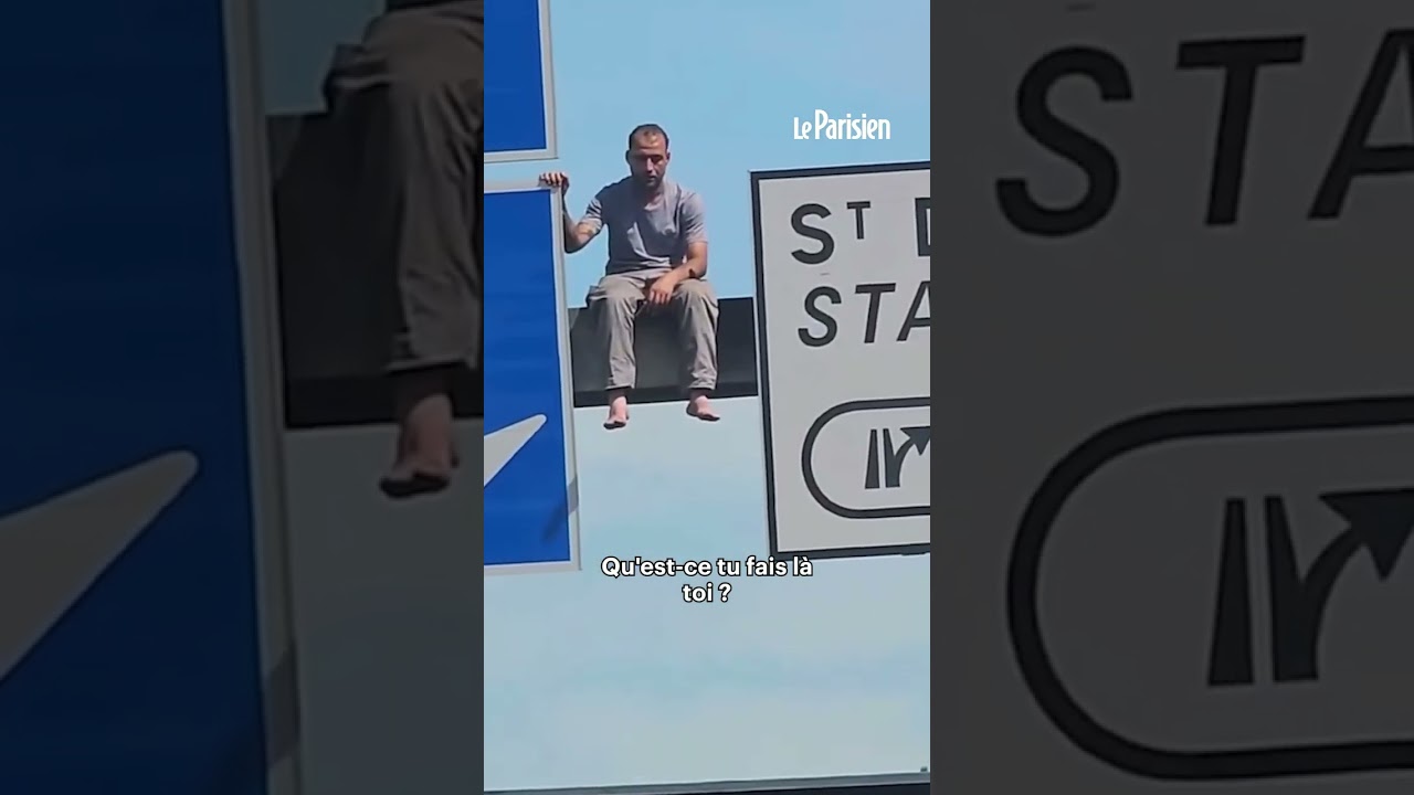 Homme grimpe sur panneau A1, bloque l’autoroute 🚧