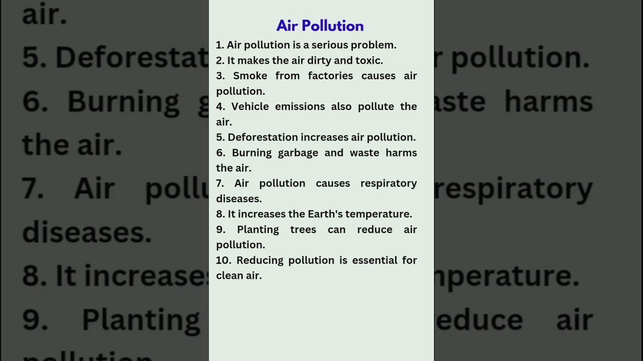 10-Line Essay on Air Pollution 🌍