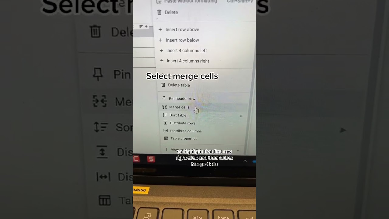 Merge Cells into One Row in Google Docs π