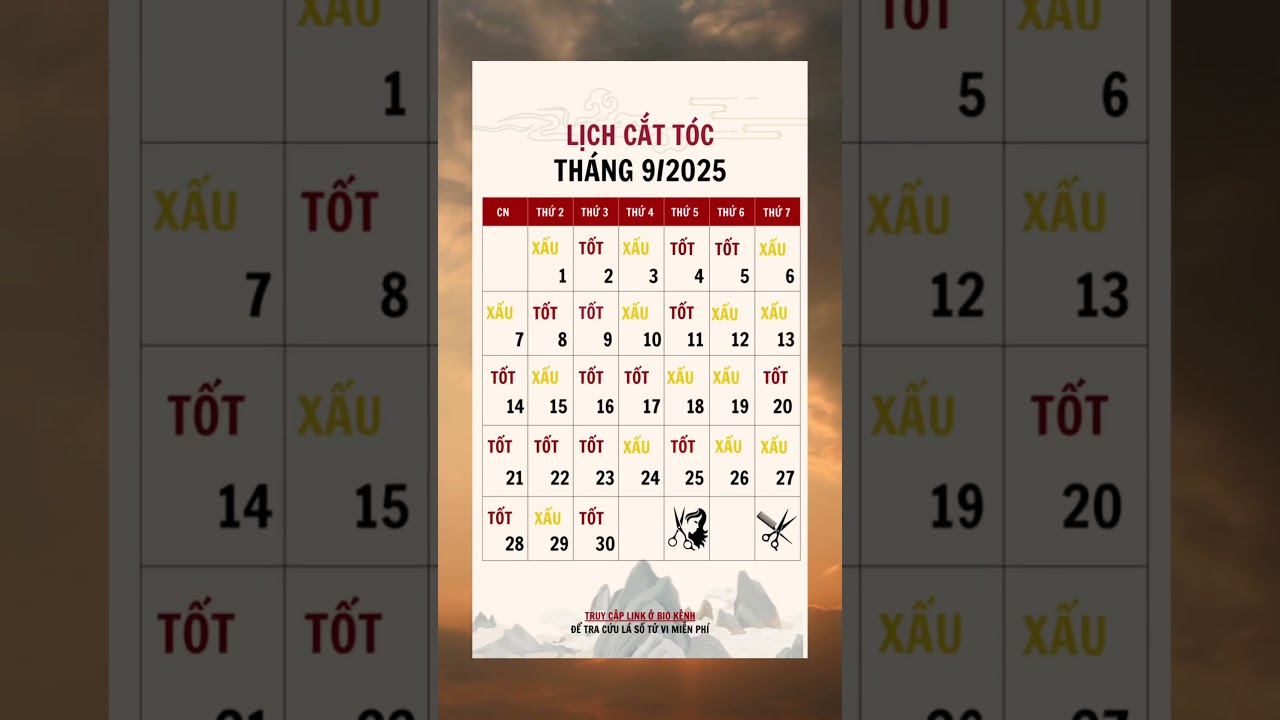 Lịch Cắt Tóc Tháng 9/2025: Tối Ưu Vận Mệnh & Phong Thủy ✂️