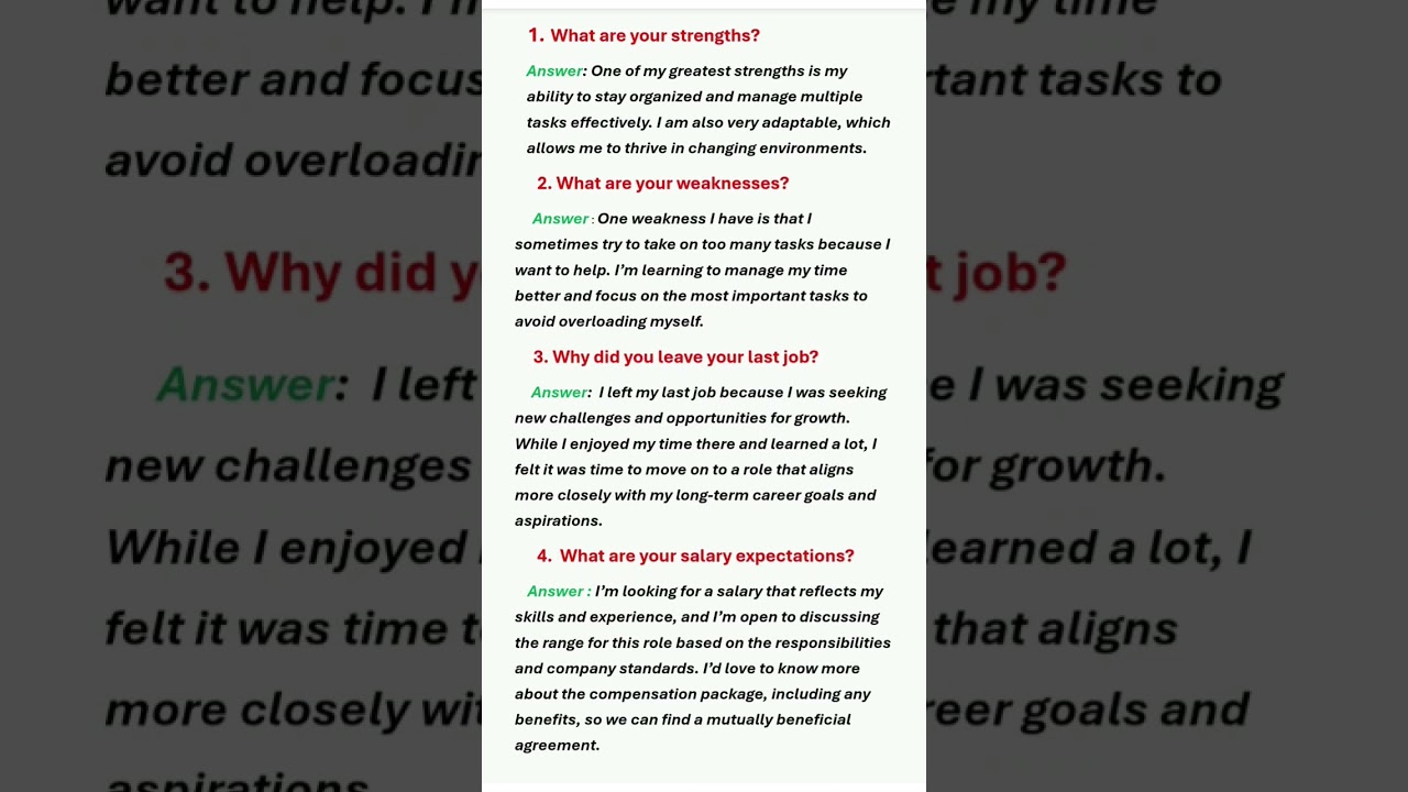 Top 4 Common Job Interview Questions & Answers