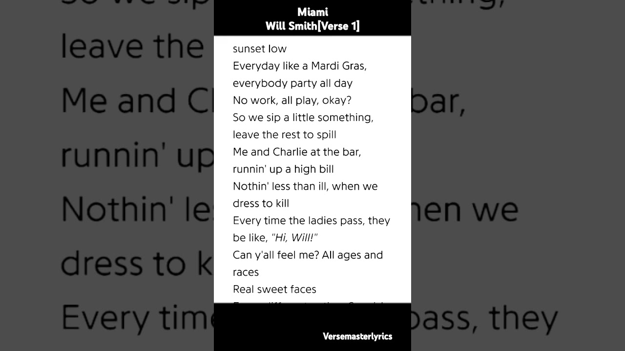 Miami Will Smith Verse 1 π€