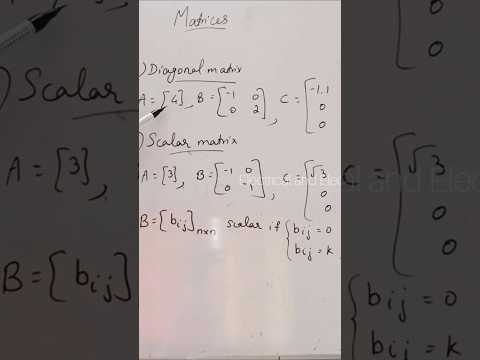 Diagonal matrix, types of Matrices