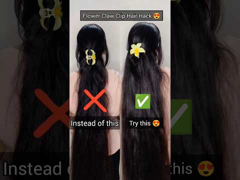 try this ✅ Flower claw clip hack 🌸🌺😍 #hairstyle #hair #hairtutorial #shorts #ytshorts #hack