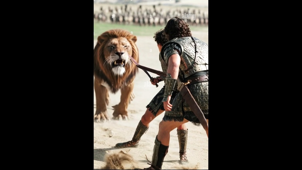 Epic Gladiator Battle: Lion Attack & Narrow Escape 🦁