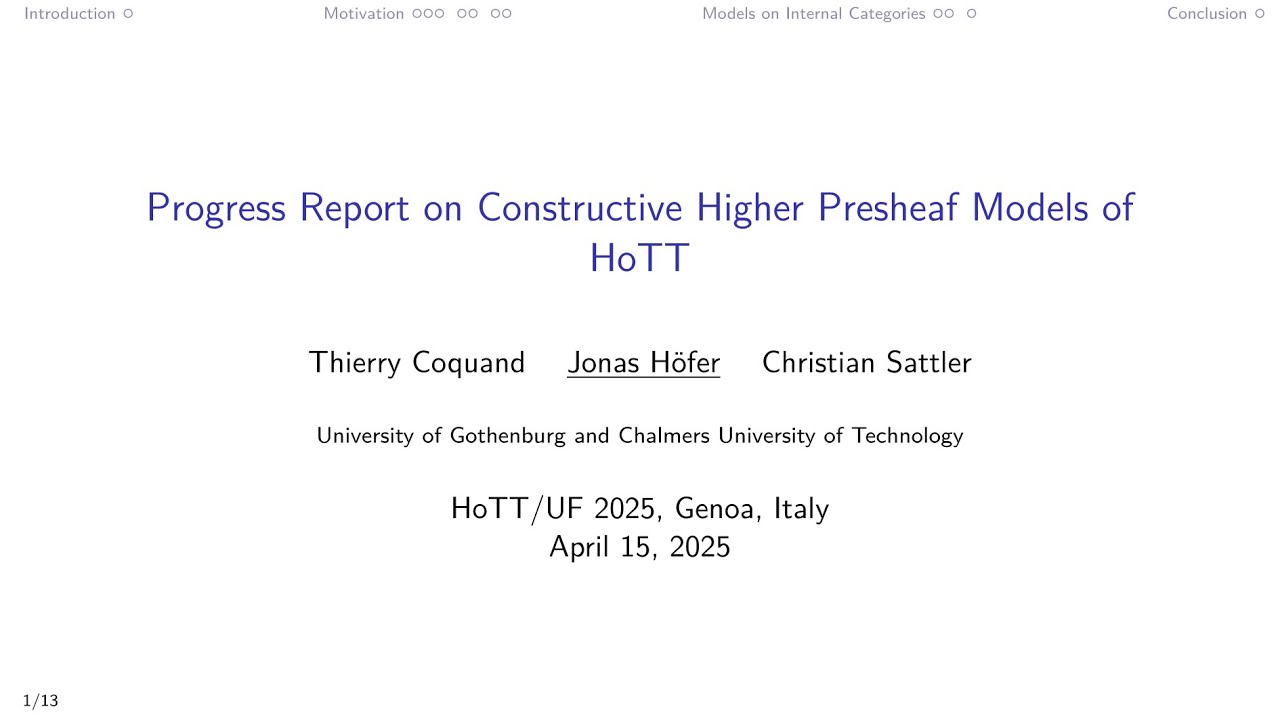 Progress on Higher Presheaf Models of HoTT 📚