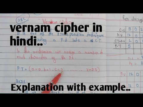 vernam cipher in hindi, vernam cipher with example , cryptography, || #mscoder