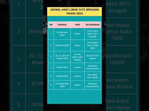 Segera Cek!!! Hari Libur Cuti Bersama Tahun 2026 #viral #tranding #shorts