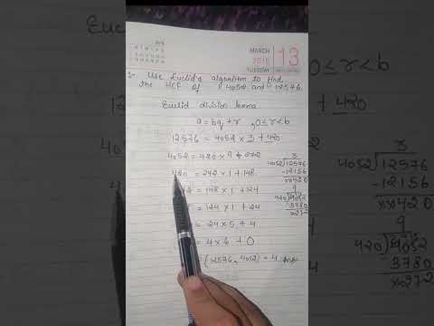 use euclid's algorithm to find hcf of 4052 and 12576. class 10 chapter1 cbseboard2024