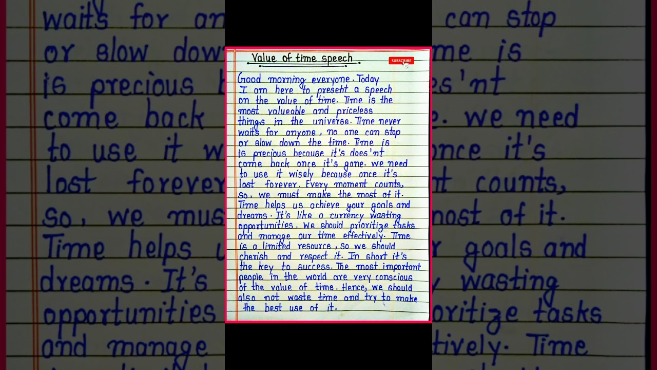 Value of Time Speech in English β³