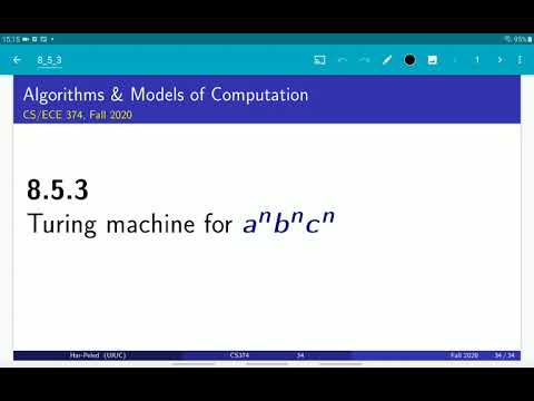 UIUC CS 374 FA 20: 8.5.3. Turing machine for a^n b^n c^n