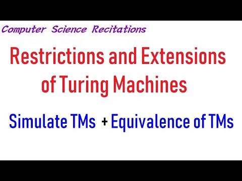 Recitation 11 0414 Restrictions and Extensions of Turing Machines  Simulate TMs and equivalent TMs