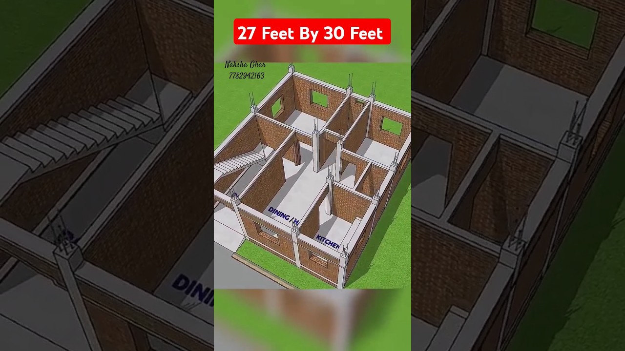 27x30 ft House Plan with Parking 🚗