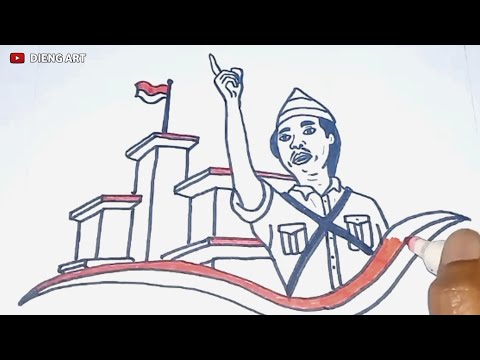 Cara Menggambar Tema Hari Pahlawan Yang Mudah #menggambarmudah #haripahlawan
