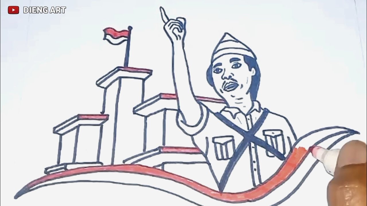 Langkah Mudah Menggambar Tema Hari Pahlawan ๐๏ธ