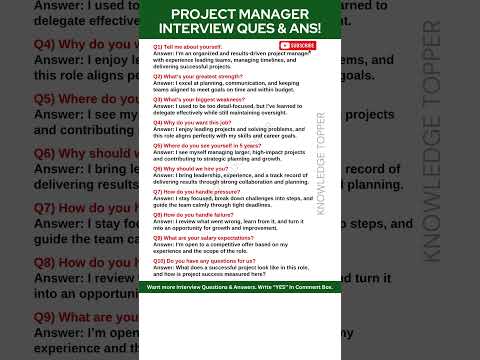 Project Manager Interview Questions and Answers