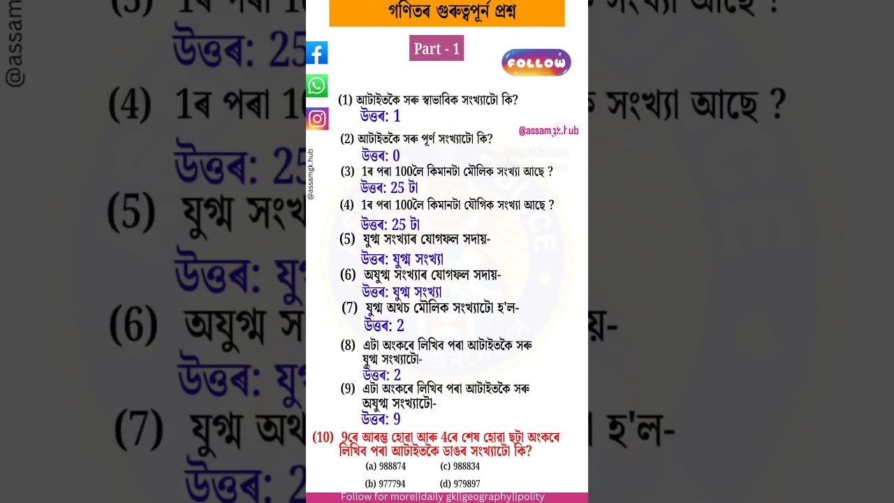 Essential Math Questions for Assam Police & ADRE Exams 🎯