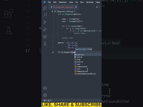 Check if the Matrix is Diagonal Matrix #python #shorts #programming #matrix
