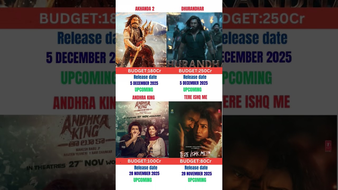 Upcoming Nov-Dec Movies: Akhanda 2, Dhurandhar & More 🎬
