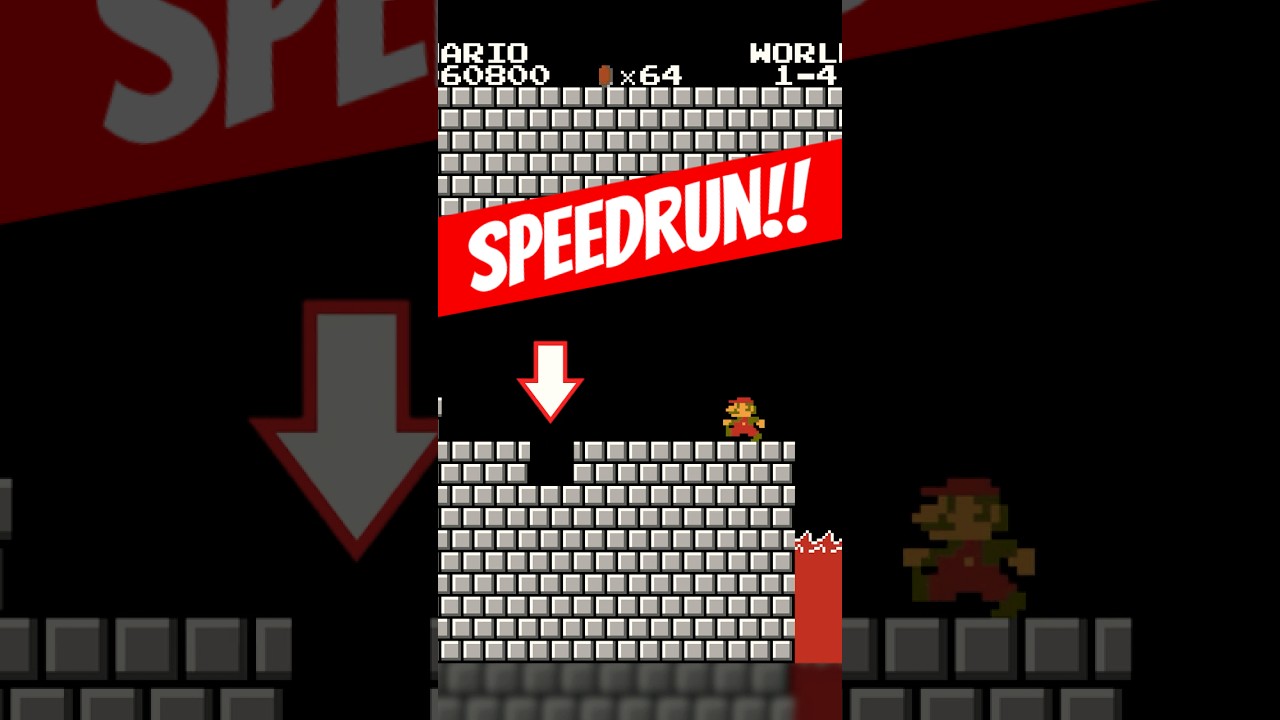 Super Mario Bros. World 1-4 Speedrun 🚀 | No Commentary & Mega Cannon Trick