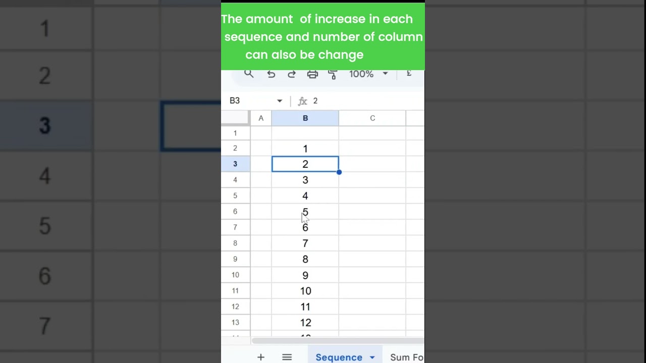 Create Sequential Numbers with SEQUENCE in Google Sheets
