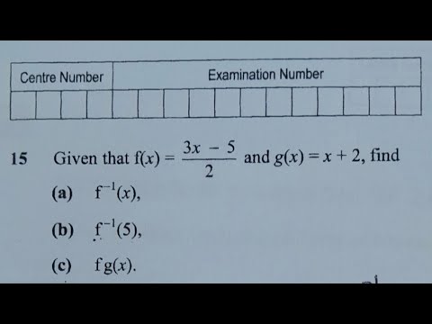 Functions | Inverse Functions | Composite Functions | 2023 GCE Maths paper 1 question 15