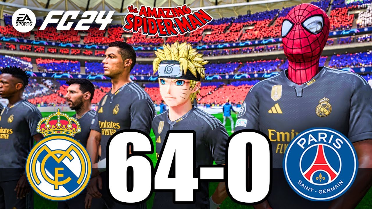 FIFA 24: Ronaldo, Messi & Spider-Man Team Up! Madrid Dominates PSG 64-0 ⚽
