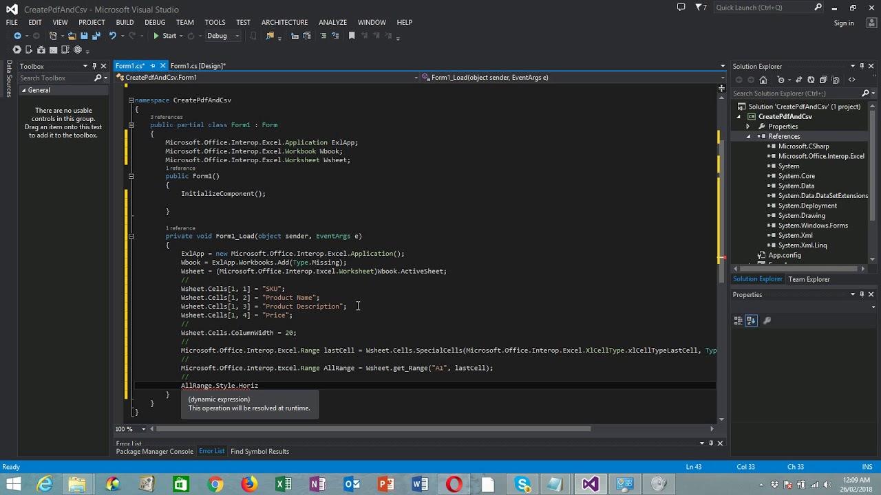 Create PDF and CSV Files in C# with Excel