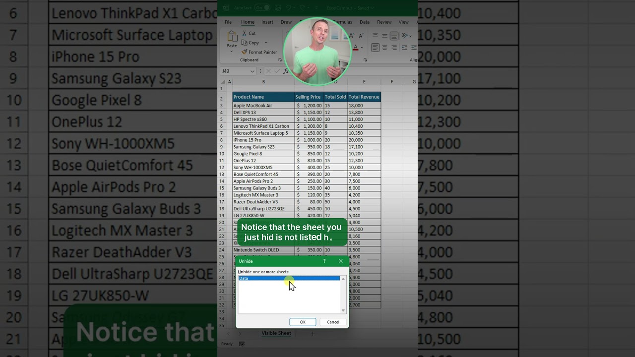 Excel Tip: How to Fully Hide Sheets from View and Unhide List 🚫